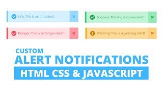 Custom Warning Alert Notification using HTML CSS & JavaScript