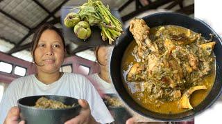 Chicken with Taro Leaves || Chicken Curry ||Henru pen vo-oak|| Village style recipe