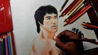 DRAWING BRUCE LEE - TIMELAPSE | COLORED PENCIL DRAWING | SRINATH SRINIVASAN