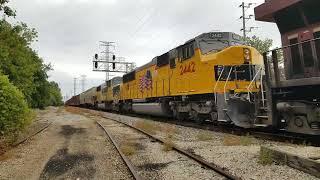 KCS 5008 leads large lashup with LTEX ex-UP SD60Ms on CPKC 247 at Morton Grove