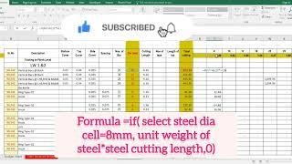 Excel formula for Bar Bending Schedule (BBS) #civil #Engineering #sakthisevathan