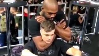 Jon Jones chokes out a fan at FIBO in Germany