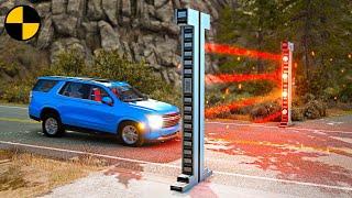 Cars vs Laser Gate  BeamNG.Drive
