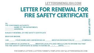 Application for Renewal of Fire Safety Certificate | Letters in English