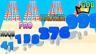 NOOB VS PRO VS HACKER VS GOD  in Number Run 3D Big Update