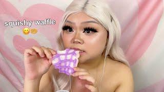 ASMR Chewing On Squishy Waffle + Marshmallow Fluff (realistic) 