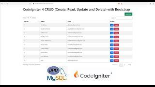 Codeigniter 4 CRUD (Create, Read, Update and Delete) with Bootstrap