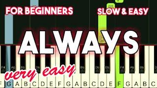 BON JOVI - ALWAYS | SLOW & EASY PIANO TUTORIAL