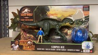 Jurassic world Camp Cretaceous Scorpios Rex E750& Kenji with Gyrosphere Review - Mattel Dino Escape