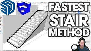 The FASTEST Way to Create Stairs in SketchUp! (Plus - Making a Rail!)