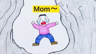Mom～#shorts#drawing#animation#story#xiaolindrawing#cartoon#art#handmade#mother#art#sad