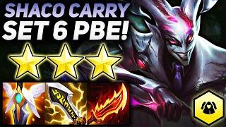 NEW SET 6 SHACO 3 CARRY WITH 5 SYNDICATE AND 6 ASSASSIN!! | Teamfight Tactics SET 6 PBE
