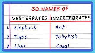 EXAMPLES OF VERTEBRATES AND INVERTEBRATES  | 10 | 20 | 30 EXAMPLES OF VERTEBRATES AND INVERTEBRATES