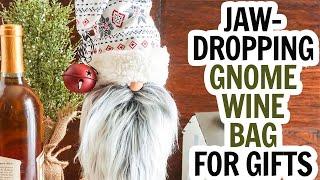 Gnome Wine Bag / Gnome Bottle Cover / Gnome Wine Bottle Topper / Wine Bottle Gnome / Bottle Gnome