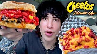 Trying the FLAMIN' HOT Cheeto Burger!