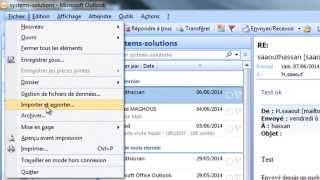 importer et exporter le email outlook