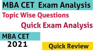 Mah CET 2021 MBA Exam Analysis Topic Wise Review 2021 #cet