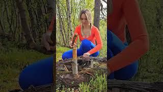 Real forest GIRL  #camping #survival #bushcraft #outdoors