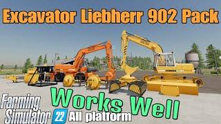 Excavator Liebherr 902 Pack / FS22 mod for all platforms