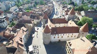 Yverdon-les-Bains, Château, Temple, Place Pestalozzi.