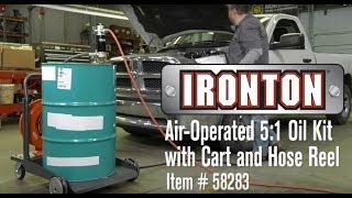 Ironton Air-Operated 5:1 Oil Pump Kit  With Cart and Hose Reel 3.7 GPM