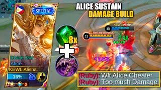 ALICE SUSTAIN AND DAMAGE BUILD│NEW ALICE BEST BUILD 2021│TOP 1 GLOBAL ALICE -MLBB