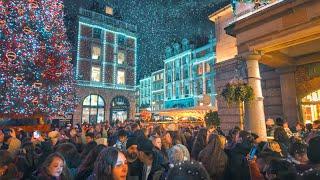 Central London Winter Walk at Dusk | Festive South Bank to Busy Oxford Street Shops | 4K HDR