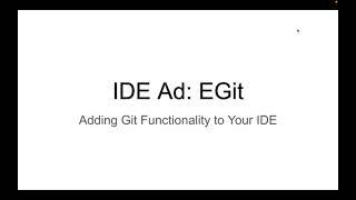 Let's Git Down To Business: Learning EGit