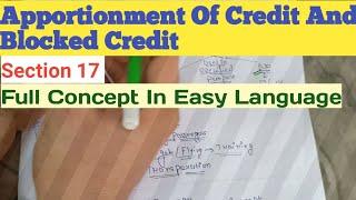 Apportionment Of Credit and Blocked Credits Under Gst | Section 17 | For Bcom/BBA