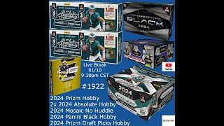 01/10 - 2024 PRIZM ABSOLUTE BLACK NFL - 6 Box Hobby Mix #1922 LIVE BREAK