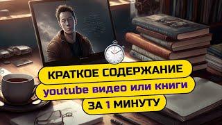 Как получить краткое содержание любого видео или книги с расширением Chat GPT? Инструкция.