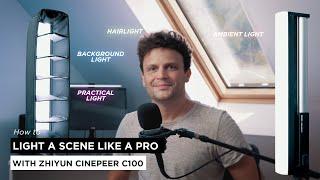 How to LIGHT a scene like a PRO with ZHIYUN Cinepeer C100 - Lighting Tips for videographers