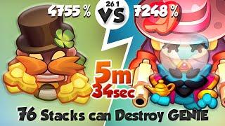 BRUISER 76 Stacks Can Destroy GENIE | 5 min 34 sec | PVP Rush Royale