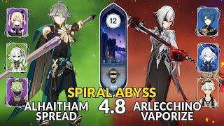 New 4.8 Spiral Abyss│Alhaitham Spread & Arlecchino Vaporize | Floor 12 - 9 Stars | Genshin Impact