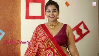 Expression Tutorial in Saree By Sneha Beauty | Bandhani Saree Look | Beautyful Look in Red Saree