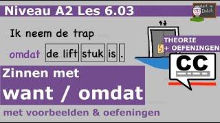 NT2 A2 B1 Want Omdat - Waarom? - Oefeningen NEDERLANDS LEREN 1.2 2.1 grammatica #learndutch grammar