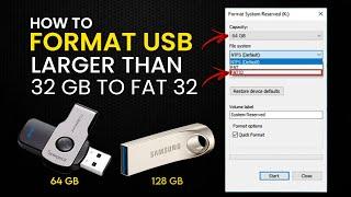 Format 64GB   128GB USB Flash Drive to Fat32   How To Formatting usb Larger Than 32gb to fat32