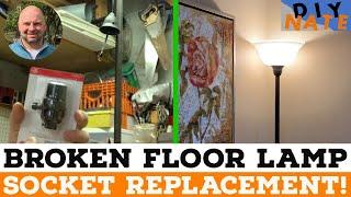 How to Fix a Broken Floor Lamp - Replacing & Rewiring Light Socket! - by DIYNate