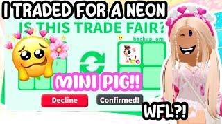 I TRADED FOR A EXOTIC NEON MINI PIG!WFL?! #adoptmeroblox #preppyadoptme #preppyroblox