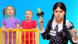 Maria Pretends to be a Babysitter for her Little Sister | Wednesday Nanny