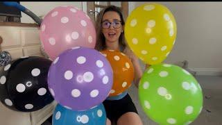 BLOWING UP FUN POLKA DOT MULTICOLOURED PARTY THEMED BALLOONS