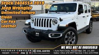 2019 Jeep Wrangler Unlimited Sahara Clean Car Fax  Leather at Vaughan Chrysler stock 240455A