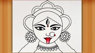 Maa Kali Drawing || How To Draw Maa Kali Face || Mahakali Drawing || CreativityStudio...