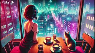 Chill Jazz with a Cozy Neon City Café | Relaxing Smooth Jazz - Piano Background Jazz Music