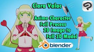 3D Anime Character Full Workflow - Clara Valac - Blender 3.4 - Timelapse