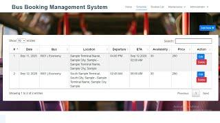 Bus Booking Management System in PHP MySQL with Source Code | Free Download |