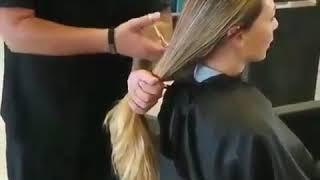 long Hair cut Russian young beautiful girl