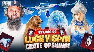 21,000UC  Bear Winterbane Companion Hola Buddy Lucky Spin    PUBG Mobile Crate Opening 1