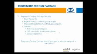 Edgecam Code Wizard Regression Testing