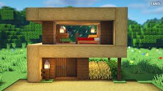 ️ Minecraft : How To Build a Small Survival Wooden Modern House_마인크래프트 건축 : 작은 야생 나무 모던하우스 만들기